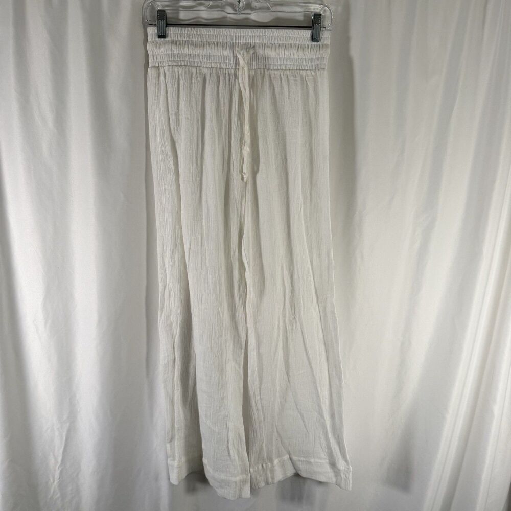 Albion Pants Women's Small White Semi Sheer Pull On Drawstring Lightweight Beach